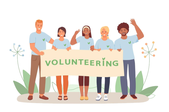 Diverse group of smiling youth volunteers standing together, ready to make a difference in their community